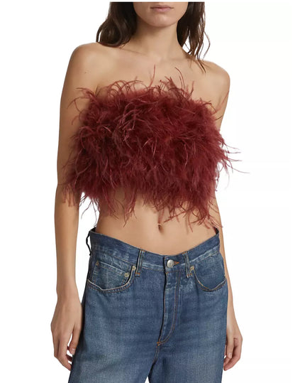 FLOW FEATHER TOP ( BURGUNDY )