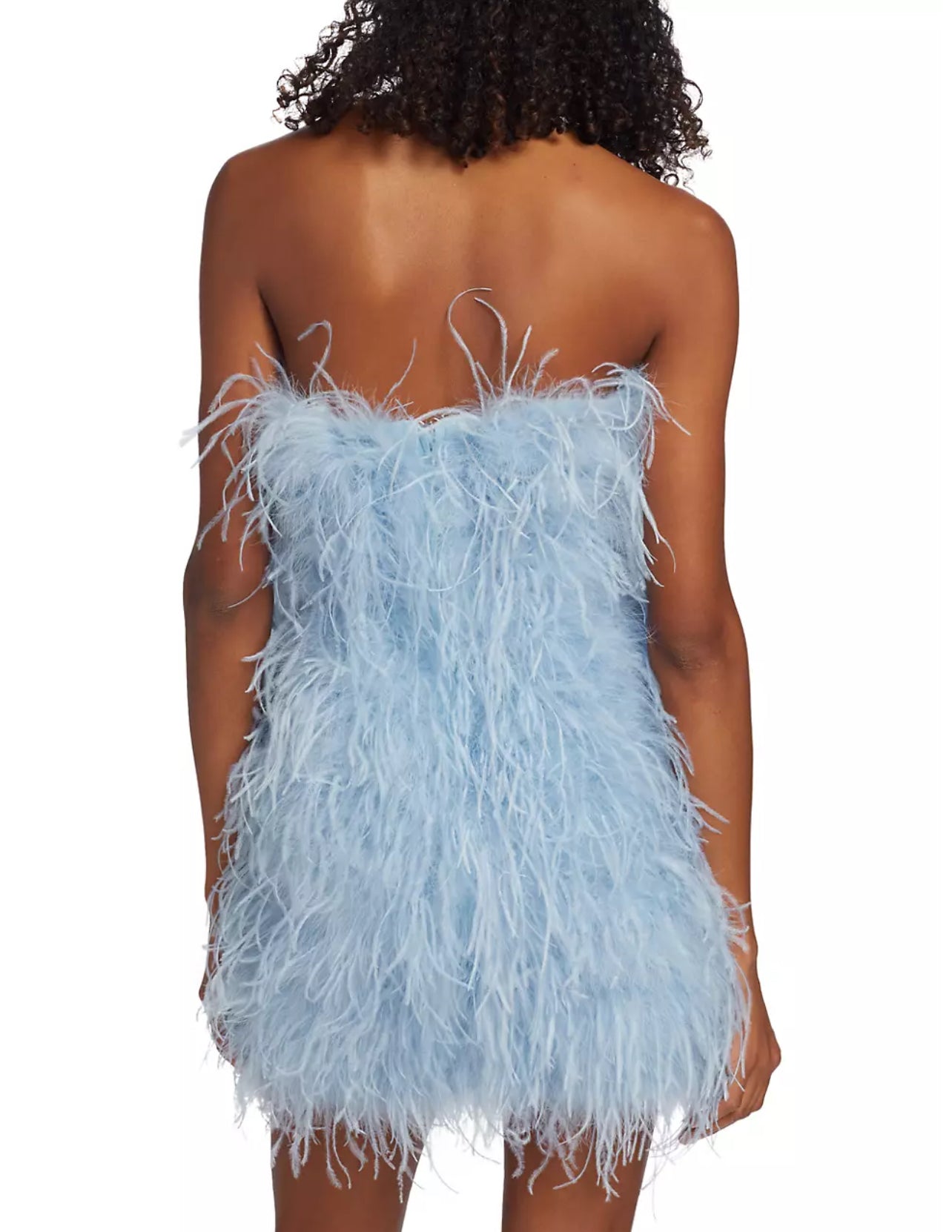 FLOW FEATHER STRAPLESS DRESS ( SKY BLUE )