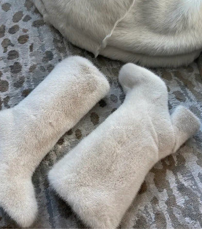 THINK MINK BOOTS ( CREAM )
