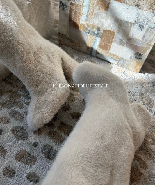 THINK MINK BOOTS ( CREAM )