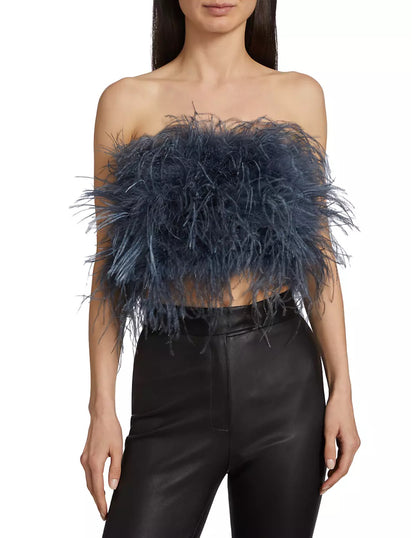FLOW FEATHER TOP ( MIDNIGHT BLUE )