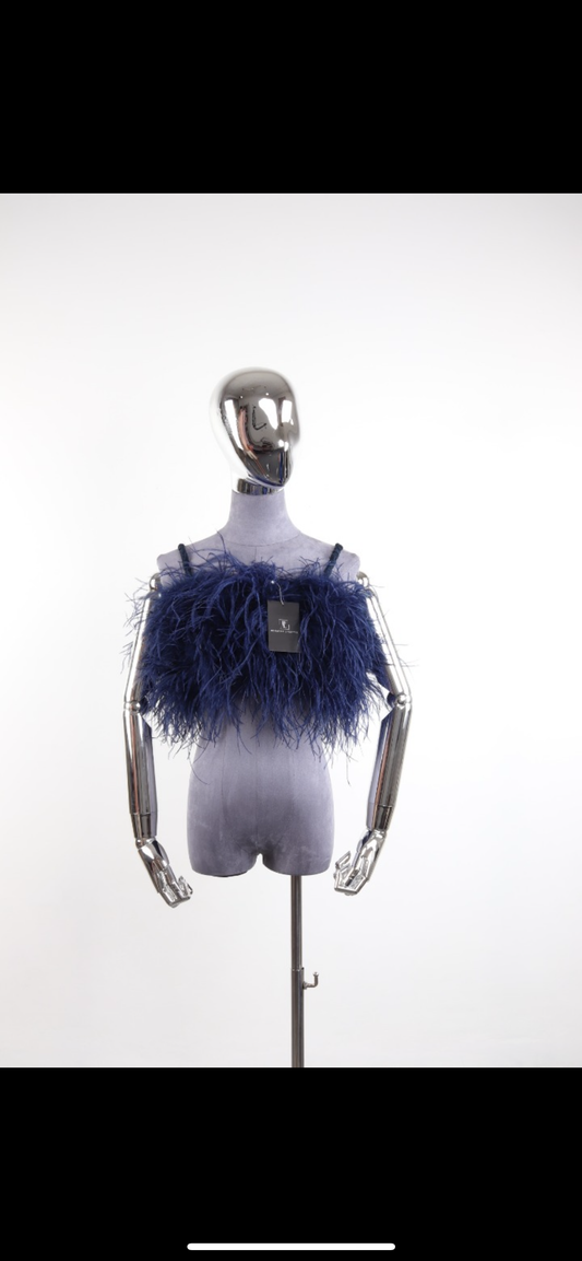 FLOW FEATHER TOP ( MIDNIGHT BLUE )