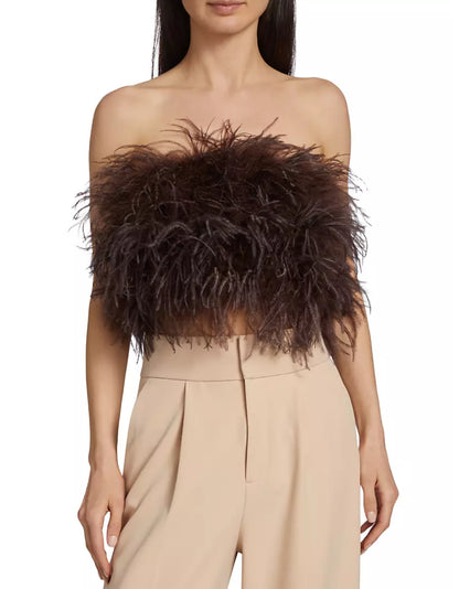 FLOW FEATHER TOP ( CHOCOLATE )