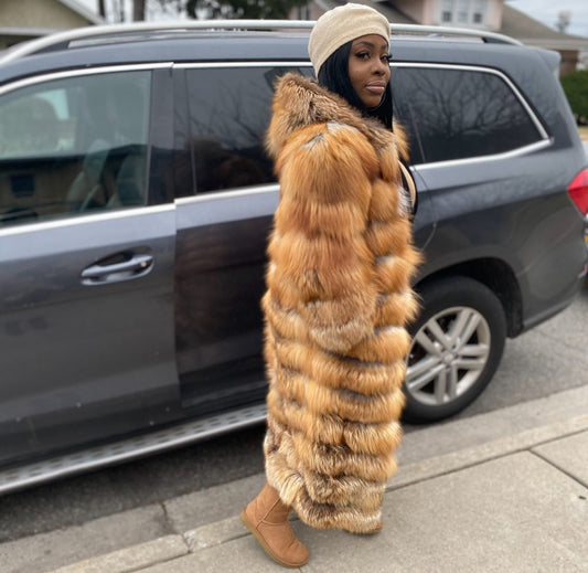 GOLDEN LONG FUR COAT