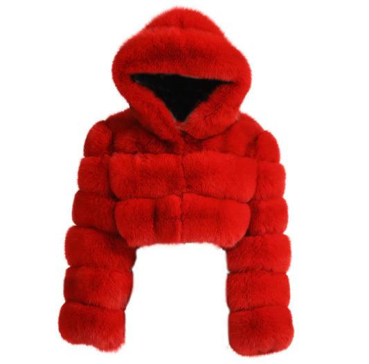 BERRY CROP FUR COAT
