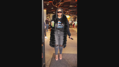 MIDNIGHT FUR LONG VEST ( BLACK )